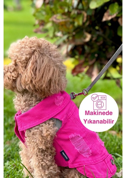 Yeni - Fuşya Renk Kot Köpek Yeleği - Küçük Irklar Için Şık ve Rahat Yelek (0-15KG) modelleri