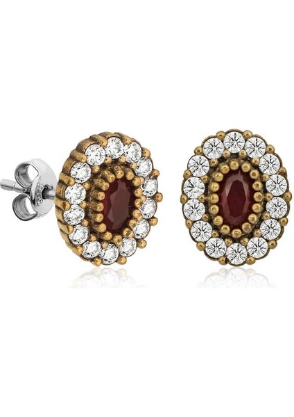 Gümüş Otantik Oval Çivili Bayan Küpe