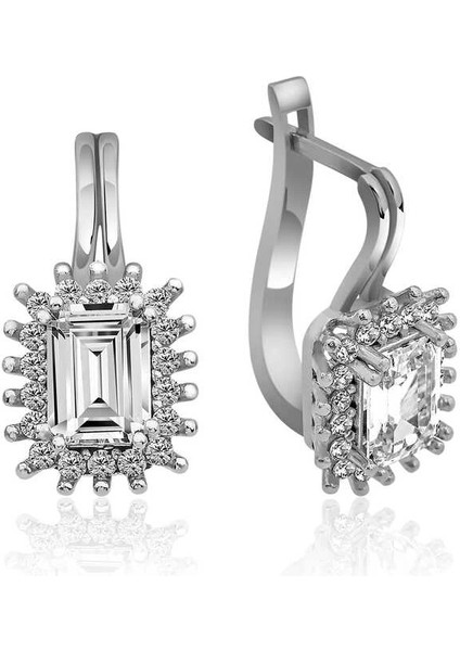 Gümüş Mengeçli Zümrüt Kesim Küpe