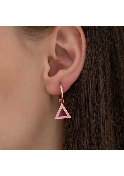 Gümüş Fosforlu Pembe Üçgen Küpe fiyatları