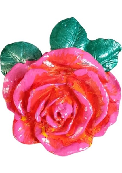 5422 El Yapımı Minik 2'li Pembe - Siyah Renk Gül Magnet - 6 x 7 cm