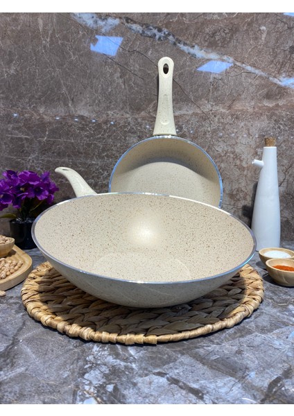 granit 2’li Set Wok-Tava Krem Set1 fırsatları