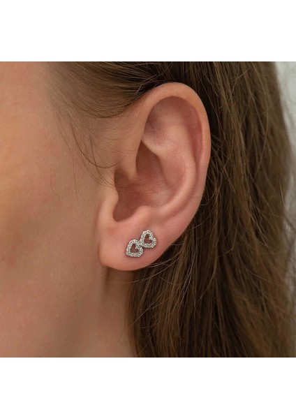 ​gümüş Iki Kalp Çivili Bayan Küpe fiyatları