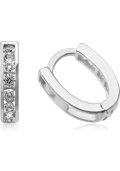 Gümüş Beyaz Taşlı Bayan Küpe