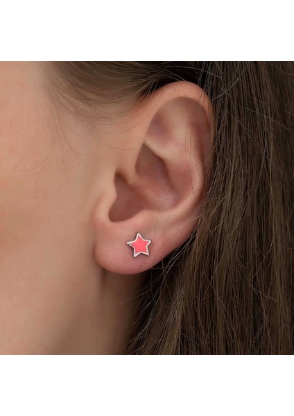 Gümüş Fosforlu Pembe Yıldız Küpe fiyatları