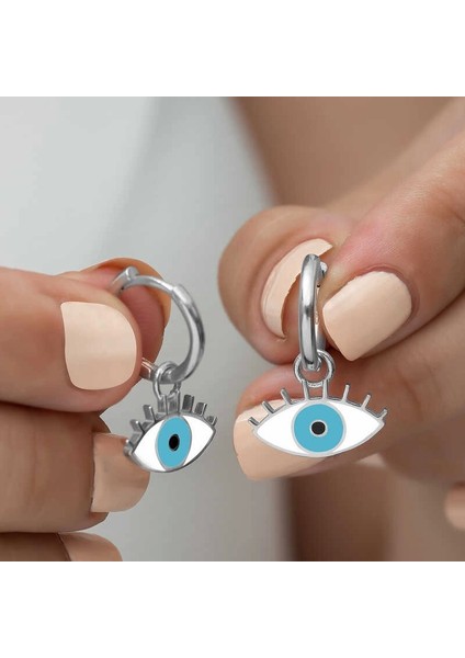 ​gümüş Fosforlu Mavi Göz Küpe modelleri