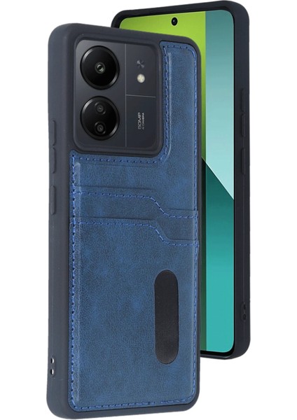 Xiaomi Redmi 13C Kılıf Sara Kartvizitli Deri Kılıf - Lacivert Ferrg