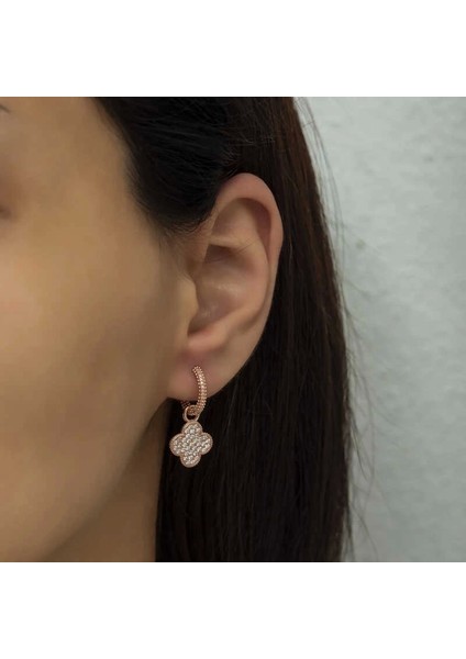 Gümüş Halka Yonca Bayan Küpe modelleri