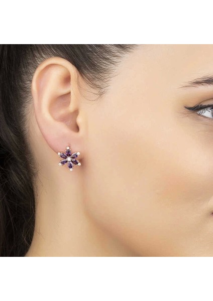 Gümüş Mor Lotus Çiçeği Kadın Küpe fiyatları