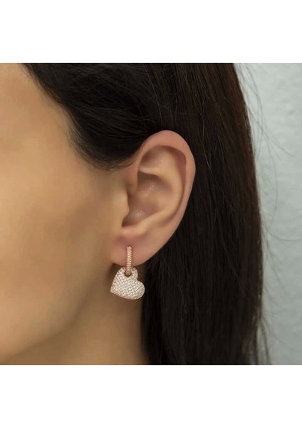 Gümüş Rose Halka Kalp Bayan Küpe fiyatları