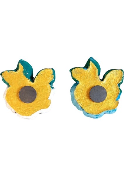 5735 El Yapımı Minik 2'li Mavi - Bordo Renk Gül Magnet - 6 x 7 cm fırsatları