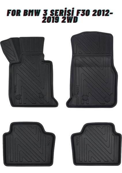 Bmw 3 Serisi F30 2012-2019 2WD ile Uyumlu Carbon Desenli Ultra Premium Havuzlu Oto Paspas
