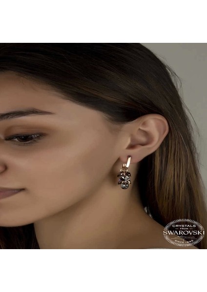 Swarovski Crystal Taşlı Gümüş Salkım Sallantılı Çivili Kadın Küpe fiyatları