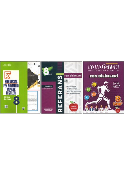 Kurmay 8. Sınıf Kurumsal Yaprak Test+Newton Referans+Kondisyon Fen Bilimleri (3 Kitap)