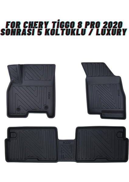 Chery Tiggo 8 Pro 2020 Sonrası 5 Koltuklu / Luxury Carbon Desenli Ultra Premium Havuzlu Oto Paspas