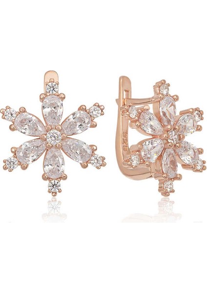 Gümüş Beyaz Lotus Çiçeği Kadın Küpe