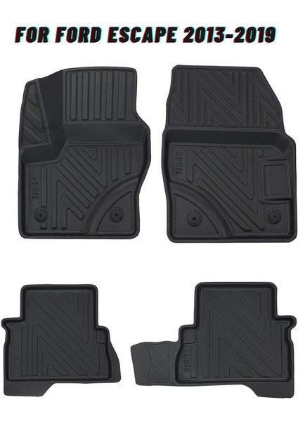 Ford Escape 2013-2019 ile Uyumlu Carbon Desenli Ultra Premium Havuzlu Oto Paspas