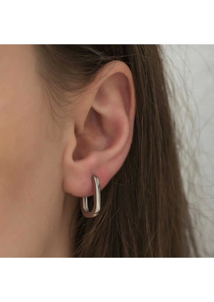 Gümüş Taşsız J Bayan Küpe modelleri