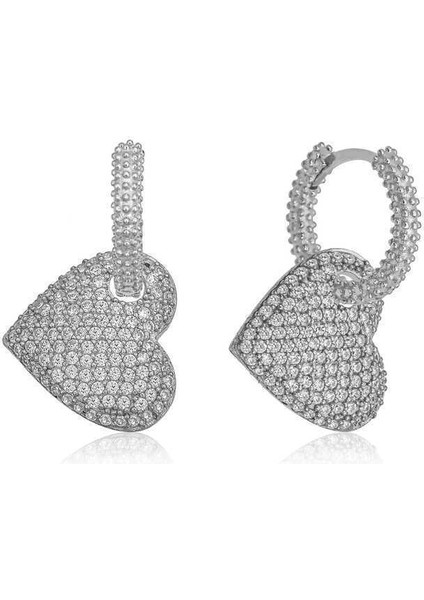 Gümüş Halka Kalp Bayan Küpe