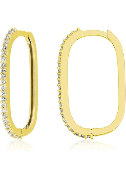 Gümüş Zirkon Taşlı Halka Kadın Küpe