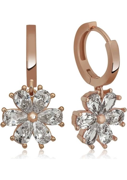 Gümüş Beyaz Çiçek Bayan Küpe