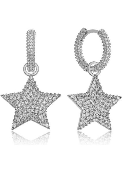 Gümüş Halka Yıldız Bayan Küpe