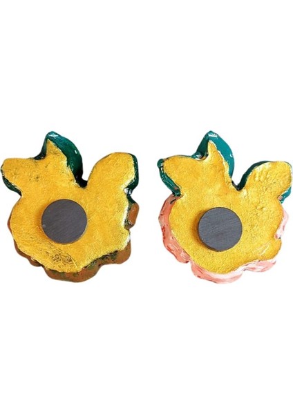 2886 El Yapımı Minik 2'li Yavruağzı - Yeşil Renk Gül Magnet - 6 x 7 cm fırsatları