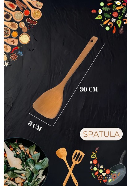 1 Adet 30 cm Vernikli Doğal Bambu Spatula – Tava Dostu, Ergonomik ve Dayanıklı modelleri