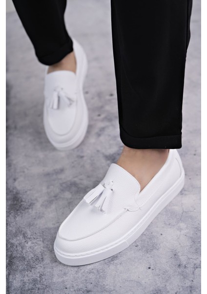 J153 Bloom Bağcıksız Püsküllü Cilt Erkek Günlük Spor Klasik Ayakkabı Cbt - Beyaz fiyatları