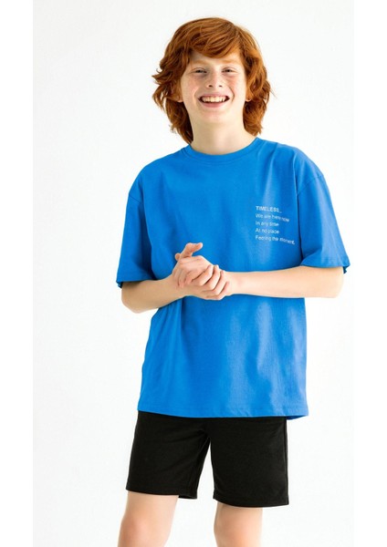 Erkek Çocuk Mavi Renkli Timeless Baskılı Tişört fiyatları