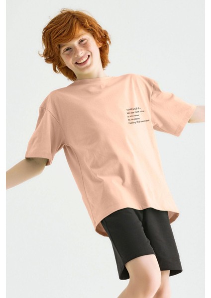 Erkek Çocuk Bej Renkli Timeless Baskılı Tişört