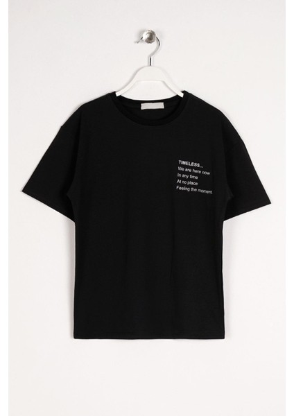 Erkek Çocuk Siyah Renkli Timeless Baskılı Tişört modelleri