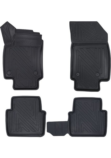 Opel Crossland 2020+ ile Uyumlu Carbon Desenli Ultra Premium Havuzlu Oto Paspas