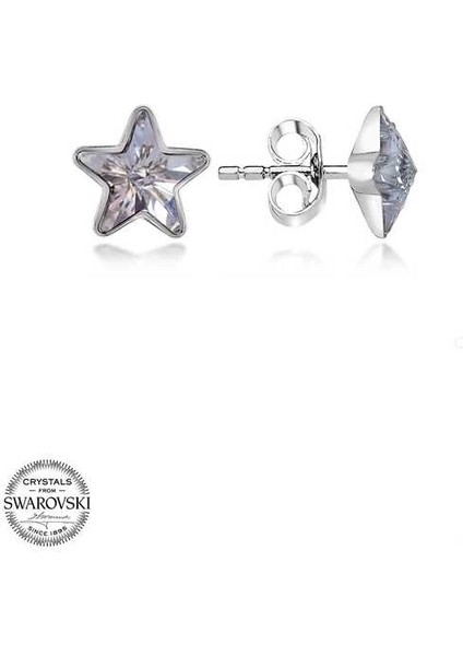 Swarovski Crystal Taşlı Gümüş Yıldız Çivili Kadın Küpe