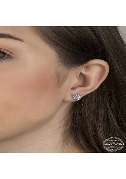 Swarovski Crystal Taşlı Gümüş Yıldız Çivili Kadın Küpe fiyatları