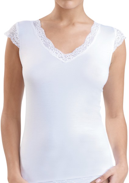 Kadın Modal Elastan T-Shirt 1348 - Beyaz