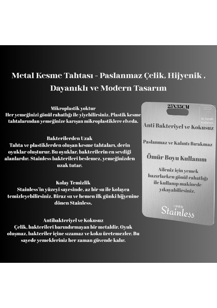 25X35CM Paslanmaz Kesme Tahtası