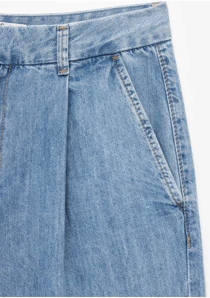 Pamuklu Kemer Detaylı Cepli Düğmeli Geniş Paça Jean Pantolon - Wide Leg Jeans fırsatları