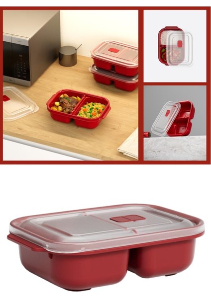 Iki Bölmeli Mikrodalga Saklama Kabı, Mikrodalgaya Uygun Kapaklı Saklama Kabı (1200ML)