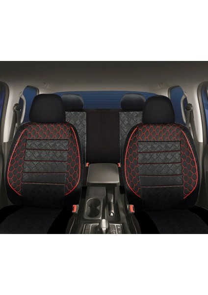 Honda Civic Euro Uyumlu Siyah-Kırmızı Oto Koltuk Kılıfı (Tam Takım Ön Arka Araç Koltuk Kılıfı)
