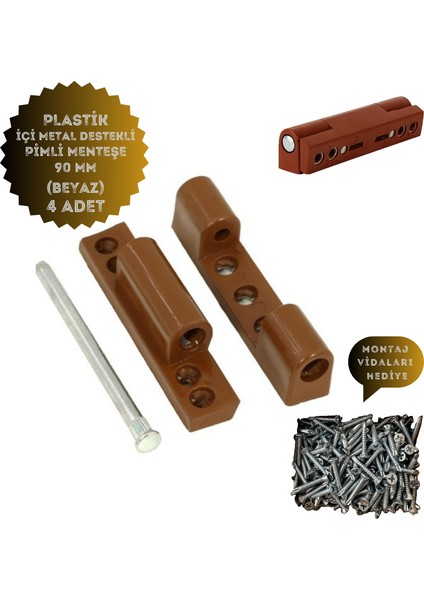 Pimapen Kapı Menteşesi Pls Metal Destekli 90MM / 4 Adet) Vi̇dalar Dahi̇l