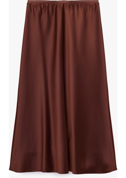 Standart Bel Regular Fit Saten Midi Etek
