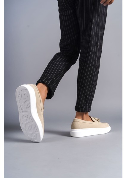 J154 Blaze Bağcıksız Püsküllü Süet Erkek Günlük Spor Klasik Ayakkabı Sbt - Krem modelleri