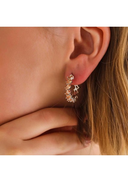 Gümüş Kahverengi Taşlı Damla Çivili Kadın Küpe fiyatları