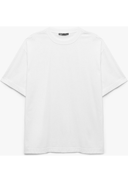 Kısa Kollu Bisiklet Yaka Pamuklu Basic Oversize Tişört modelleri