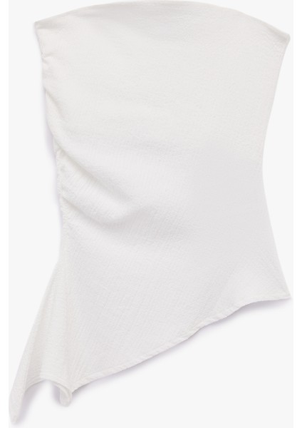 Kolsuz Straplez Slim Fit Asimetrik Bluz