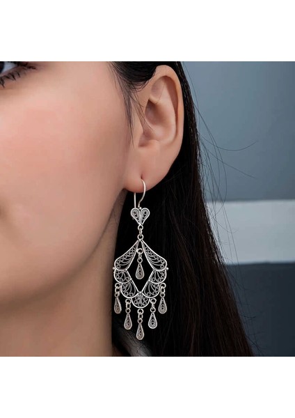 Gümüş Telkari Sallantılı Kadın Küpe modelleri