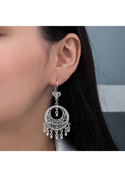 Gümüş Çember Telkari Sallantılı Kadın Küpe fiyatları