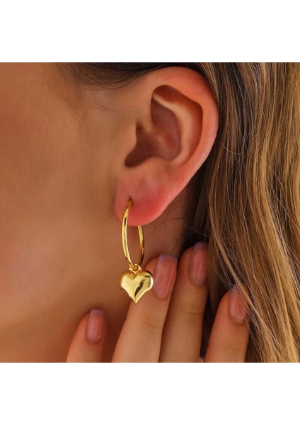 Gümüş Gold Kalp Sallantılı Kadın Küpe fiyatları
