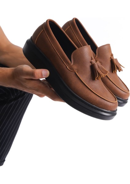 J154 Blaze Bağcıksız Püsküllü Cilt Erkek Günlük Spor Klasik Ayakkabı Cst - Taba fırsatları